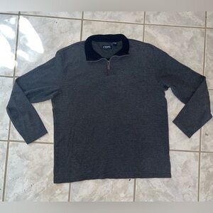 Men’s Chaps Sweater Knit 1/4 Zip Gray Black Chevron Pullover Shirt Size XL